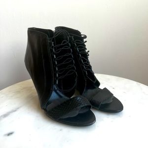 ALDO - Black Snakeskin Wedge Heels - Size 38